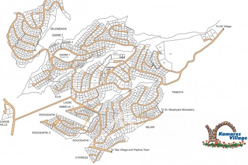 Карта Лептос Эстейтс Камарес Вилледж, Тала, Пафос, Кипр